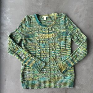 🫧BOGO - Wool blend Forever 21 green multi cable knit sweater - medium
